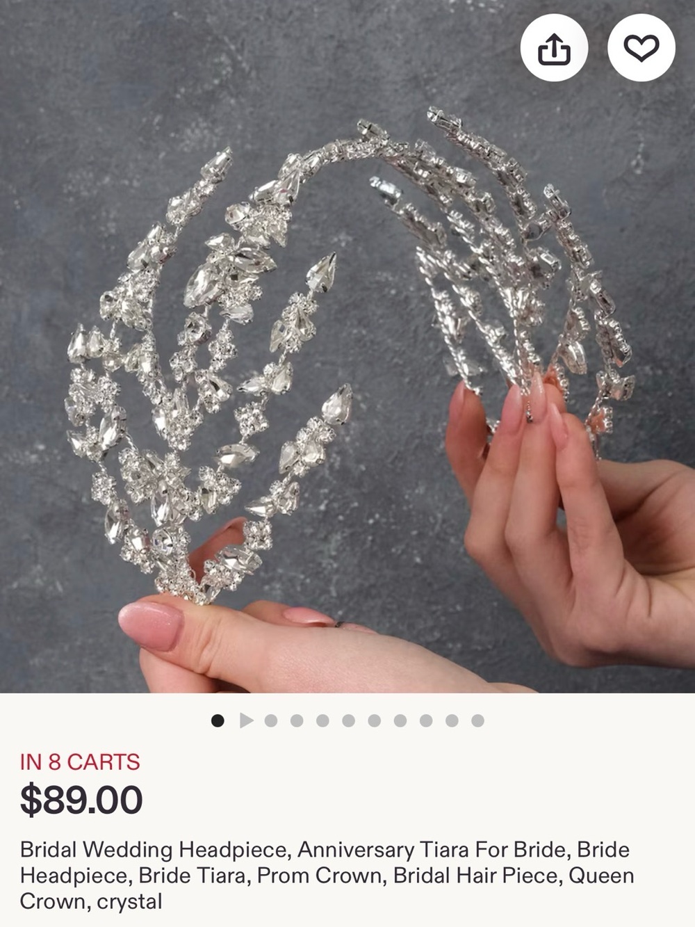 Crystal Bridal Tiara Headpiece - Silver